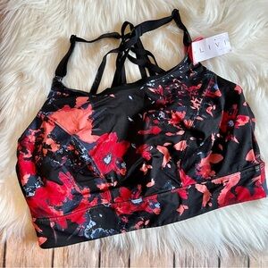 NWT Livi Activewear Sports Bra Lane Bryant Low Impact Floral Strappy Back